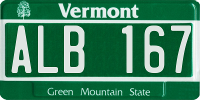 VT license plate ALB167