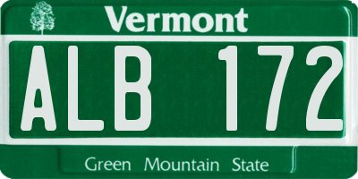 VT license plate ALB172