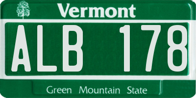 VT license plate ALB178