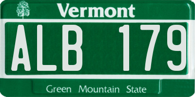 VT license plate ALB179