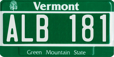 VT license plate ALB181