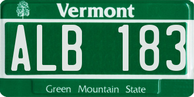 VT license plate ALB183
