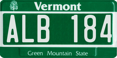VT license plate ALB184