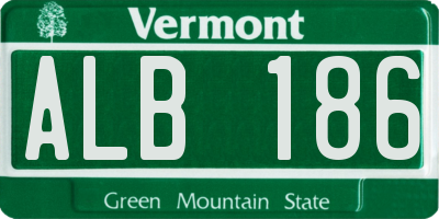 VT license plate ALB186