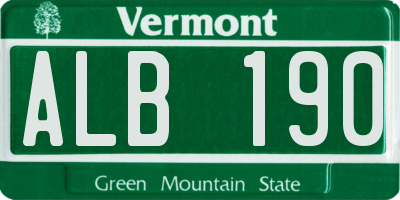 VT license plate ALB190