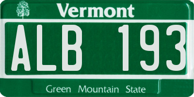 VT license plate ALB193