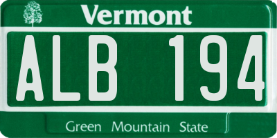 VT license plate ALB194
