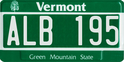 VT license plate ALB195