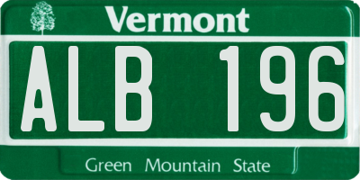 VT license plate ALB196