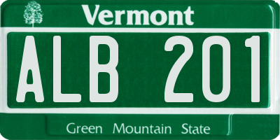 VT license plate ALB201