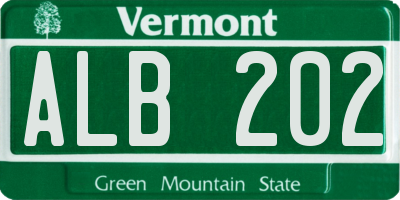 VT license plate ALB202