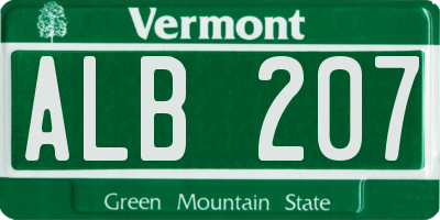 VT license plate ALB207