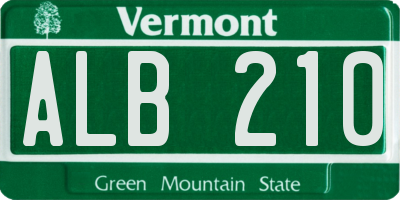 VT license plate ALB210