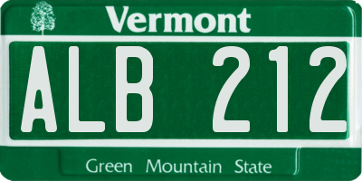VT license plate ALB212