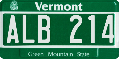 VT license plate ALB214