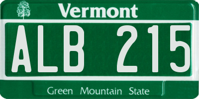 VT license plate ALB215