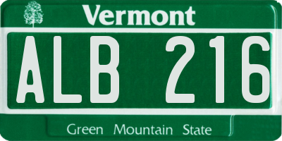 VT license plate ALB216