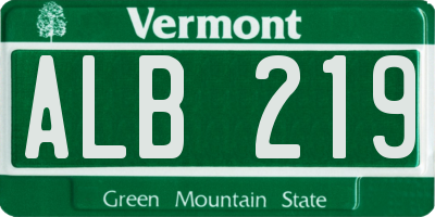 VT license plate ALB219