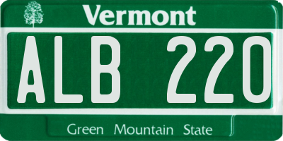 VT license plate ALB220