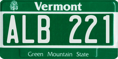 VT license plate ALB221