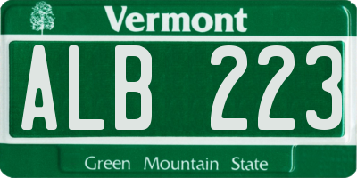 VT license plate ALB223