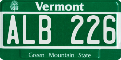 VT license plate ALB226