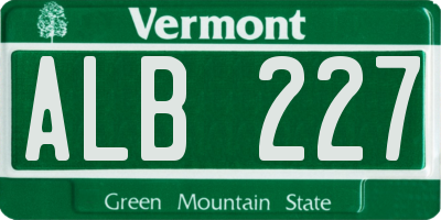 VT license plate ALB227