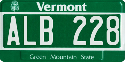 VT license plate ALB228