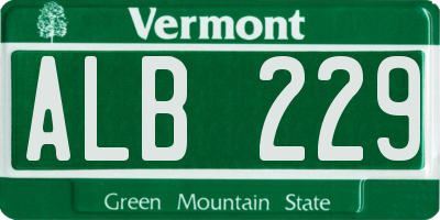 VT license plate ALB229