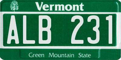 VT license plate ALB231