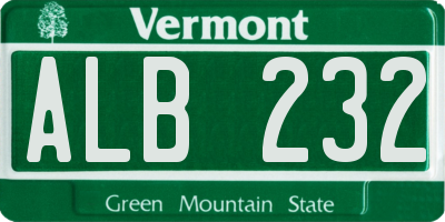 VT license plate ALB232