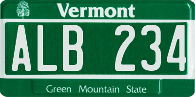 VT license plate ALB234