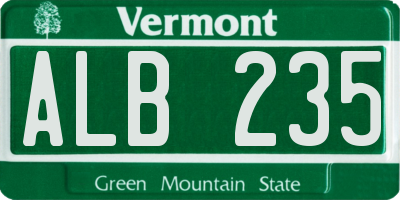 VT license plate ALB235