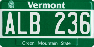 VT license plate ALB236