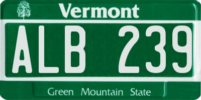 VT license plate ALB239