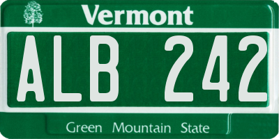 VT license plate ALB242