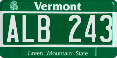 VT license plate ALB243