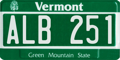 VT license plate ALB251