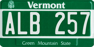 VT license plate ALB257