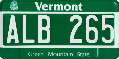 VT license plate ALB265