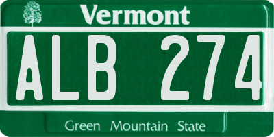 VT license plate ALB274