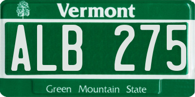 VT license plate ALB275