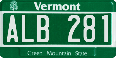 VT license plate ALB281