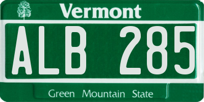 VT license plate ALB285