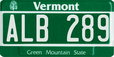 VT license plate ALB289