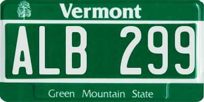 VT license plate ALB299