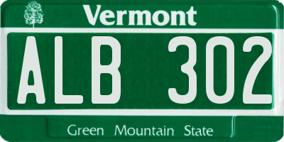 VT license plate ALB302