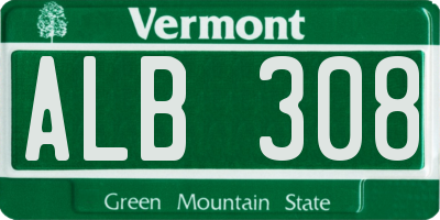 VT license plate ALB308