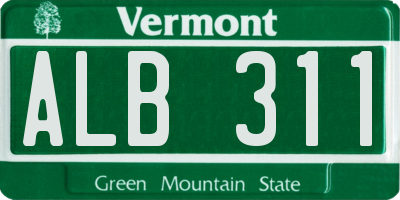 VT license plate ALB311