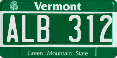 VT license plate ALB312